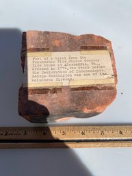 Part Of A Brick From The Friendship Fire Engine  Company Fire House At Alexandria, Va.,1774
