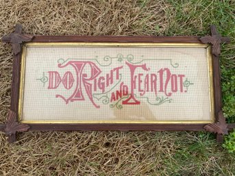 Do Right And Fear Not Antique Cross Stitch