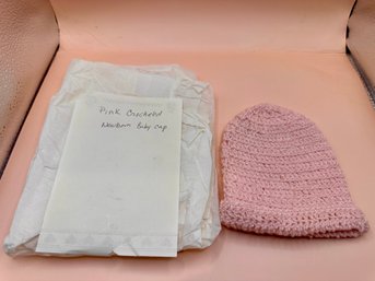 Pink Crocheed Newborn Baby Cap