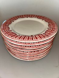 Set Of 8 Red Gingham Sur La Table 8 Inch Plates