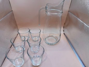 Glass Pitcher With 6 Glasses