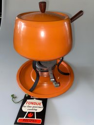 Vintage Orange Fondue Pot