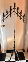 Antique Gothic Wrought Iron Adjustable Floor Standing Candelabra