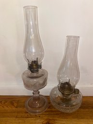 Set Of 3 Clear Glass Oil Lamps