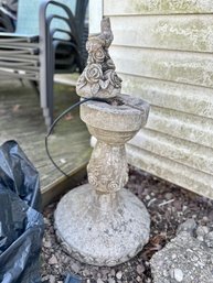 Cement Fountain Base With Decorative Piece. Sold AS IS