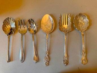 Lot Of SIX Silver-plated Serving Utensils