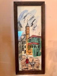 Vintage Watercolor Painting Madrid Signed