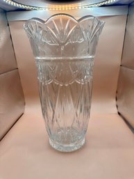 Vintage Large Clear Lead Crystal Glass Vase Centerpiece