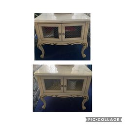 Pair Of Vintage French Provincial Marble Top End Tables