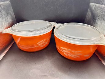 Pair Of 1980s Pyrex Autumn Harvest Wheat