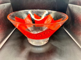 Vintage Bandana Glass Bowl With Carrier