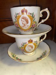 Queen Elizabeth Coronation Teacups & Saucers