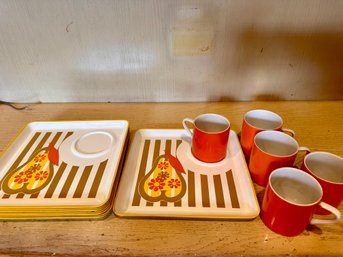 Eight Vintage Midcentury Pear Dining/snack Square Trays  1960s