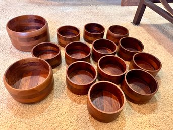 Large Lot Of Wooden Salad Bowls