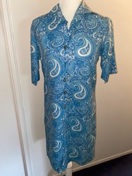 Vintage Dress Blue Paisley