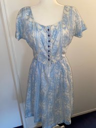 Vintage Dress Blue & White Floral