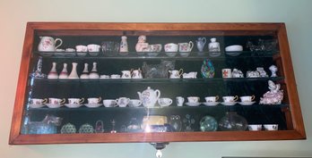 Locking Wall Display Cabinet With Contents
