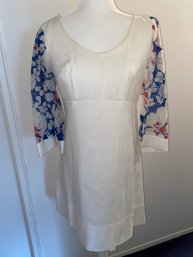 Vintage Dress White With Floral Sleeves