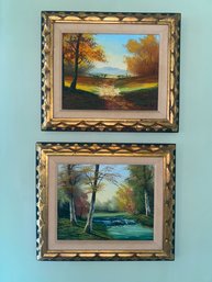 Pair Of Vibrant Oil Paintings