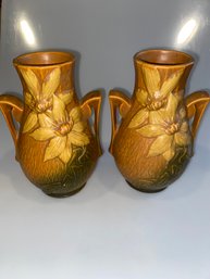 Pair Of Roseville Pottery Vases