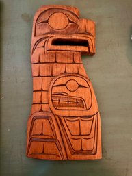 Vintage Carved Wood Wall Totem Pole Plaque