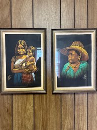 Vintage Signed Art Pair. Mexico