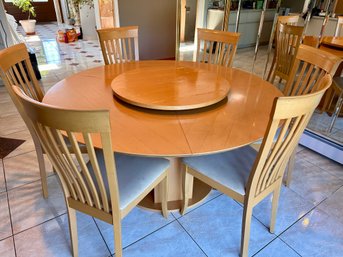 Round Table With Lazy Susan, 6 Chairs