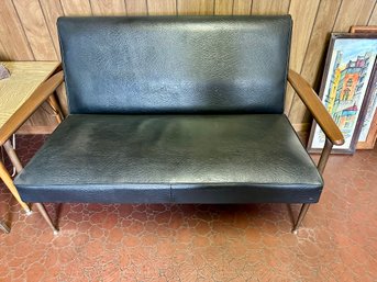 Midcentury Modern Vinyl Office Loveseat