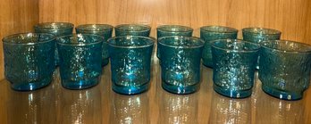 Set Of 12 Vintage Turquoise Glasses