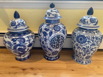 Chinese Blue & White Vase Urns