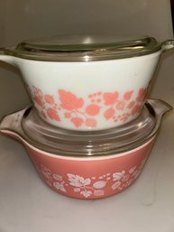 Set Of 2 PYREX PINK GOOSEBERRY Casseroles With Lids