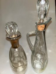 Vintage Glass Decanters With Cork Stoppers