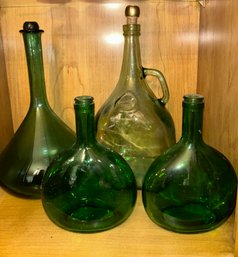 Vintage Green Glass Decanters