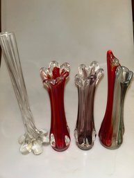 Vintage Twisted Glass Bud Vases