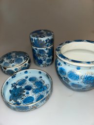 Gold Imari Blue Floral Set