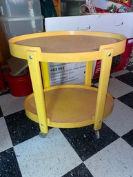 Vintage Yellow Plastic Serving Cart