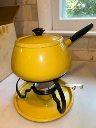 Vintage Yellow Fondue Set