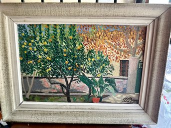 Lemon Tree Very Pretty Oil Painting. Signed
