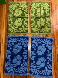 1960s Blue & Green Floral Hand Towels