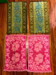 1960s Pink & Green Floral Hand Towels