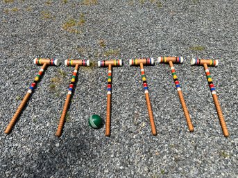 Croquet Mallets And 1 Ball