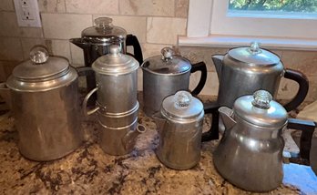 Assorted Vintage Stovetop Coffee Percolators