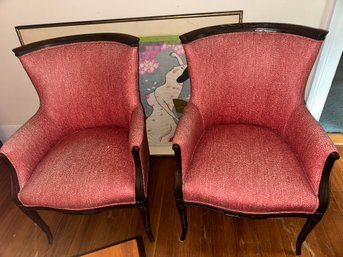 Pair Of Vintage Rose Armchairs