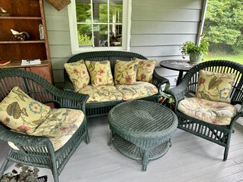 4 Piece Wicker Set And Cushions