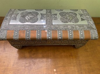 Indian Elephant & Floral Ornate Metal Handmade Jewelry Box