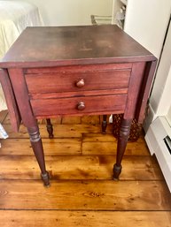 AntiqueTwo Drawer Drop Leaf Side Table