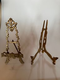 Ornate Brass Picture Or Mirror Fram Stand Easel (2)