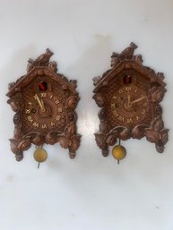 Pair Of Mini Keebler Clock Co Cuckoo Clocks