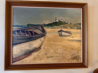 Rowboats Signed Oil