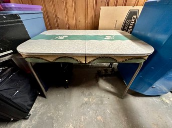 Vintage 1950s Formica Kitchen Table Green And White.